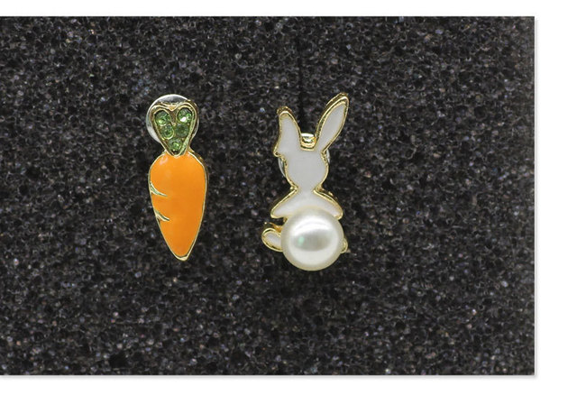 Kolczyki wiszące - Moderne dziecięce kolczyki z kształtem zielonej marchwi, królikiem i perłą - biżuteria z kryształami dla kobiet - bezpośrednia sprzedaż - Wianko - 40