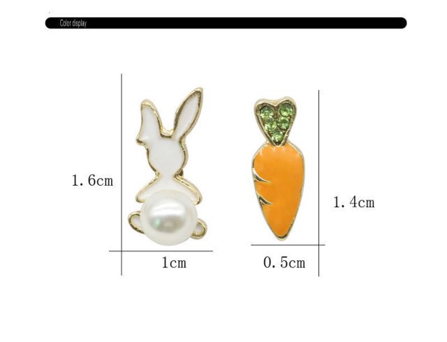 Kolczyki wiszące - Moderne dziecięce kolczyki z kształtem zielonej marchwi, królikiem i perłą - biżuteria z kryształami dla kobiet - bezpośrednia sprzedaż - Wianko - 17