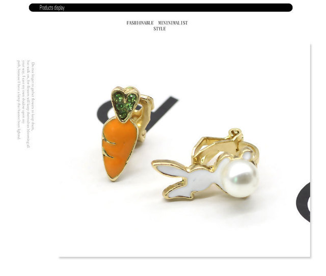 Kolczyki wiszące - Moderne dziecięce kolczyki z kształtem zielonej marchwi, królikiem i perłą - biżuteria z kryształami dla kobiet - bezpośrednia sprzedaż - Wianko - 42