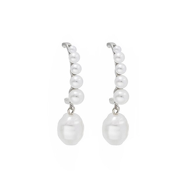 Sztuczna perła oversize w kształcie spadku - srebrne kolczyki wiszące dla kobiet o magicznym temperamentu - Wianko - 6