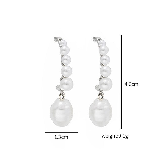 Sztuczna perła oversize w kształcie spadku - srebrne kolczyki wiszące dla kobiet o magicznym temperamentu - Wianko - 5