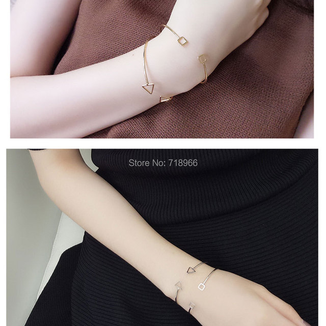 Nowa moda - proste bransoletki dla kobiet i mężczyzn - otwarty design z geometrycznym mankietem - elegancka biżuteria (BR010) - Wianko - 9