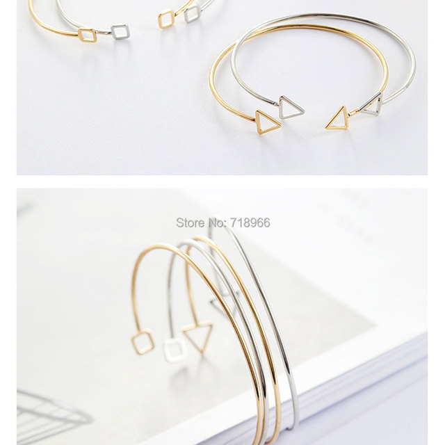 Nowa moda - proste bransoletki dla kobiet i mężczyzn - otwarty design z geometrycznym mankietem - elegancka biżuteria (BR010) - Wianko - 7