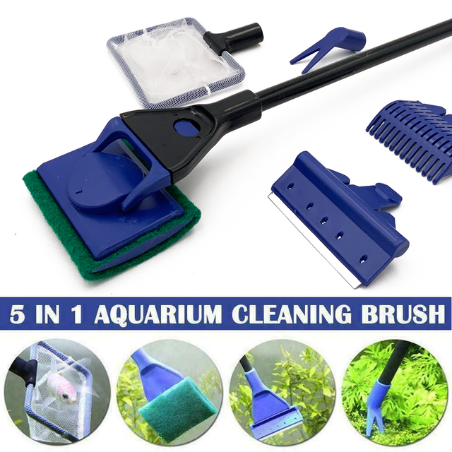 Zestaw narzędzi do czyszczenia akwarium: sieć na ryby, żwir, trawa, widelec, grabie, skrobak do alg - Wianko - 2