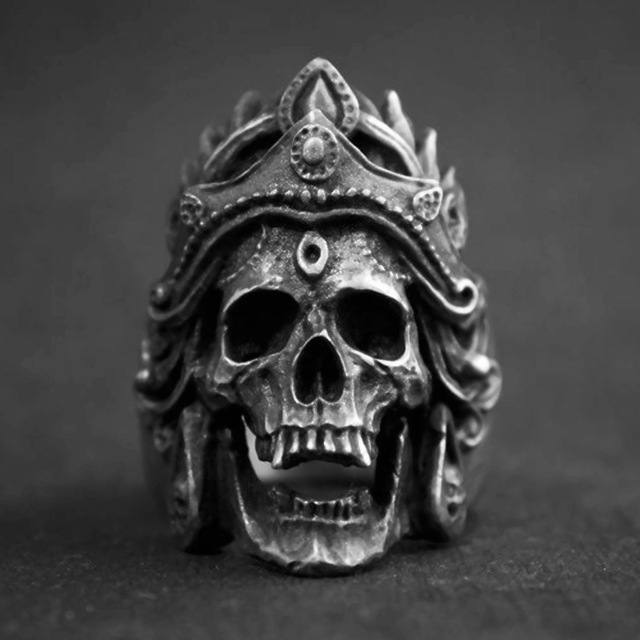 Pierścień męski w stylu Vintage Steampunk z czaszką, motocyklowy Rock, Hip-Hop biżuteria - Wianko - 9