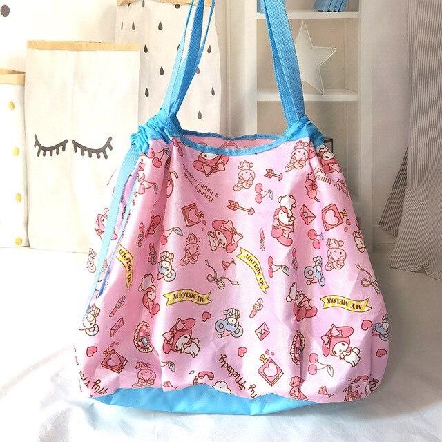 Kawaii torba Melody na zakupy, składana, podwójnego zastosowania, dużej pojemności, Hello Kitty - Wianko - 1
