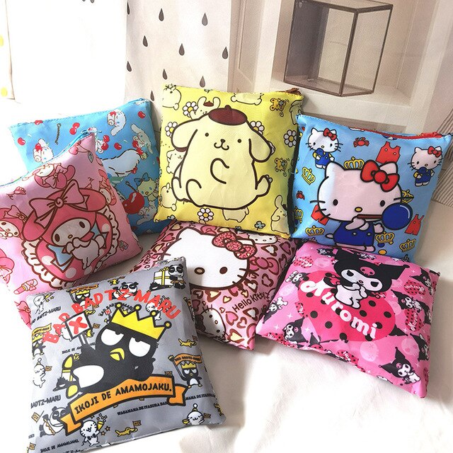 Kawaii torba Melody na zakupy, składana, podwójnego zastosowania, dużej pojemności, Hello Kitty - Wianko - 3