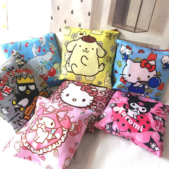 Kawaii torba Melody na zakupy, składana, podwójnego zastosowania, dużej pojemności, Hello Kitty - Wianko - 4