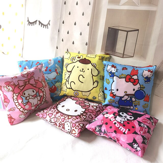 Kawaii torba Melody na zakupy, składana, podwójnego zastosowania, dużej pojemności, Hello Kitty - Wianko - 2