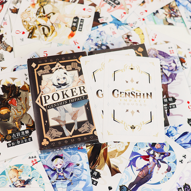 Zestaw 54 kart Anime Genshin Impact Klee i Kamisato Ayaka do pokera - zabawki, karty papierowe, gra planszowa - Wianko - 3