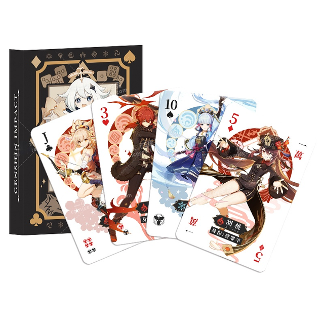 Zestaw 54 kart Anime Genshin Impact Klee i Kamisato Ayaka do pokera - zabawki, karty papierowe, gra planszowa - Wianko - 2