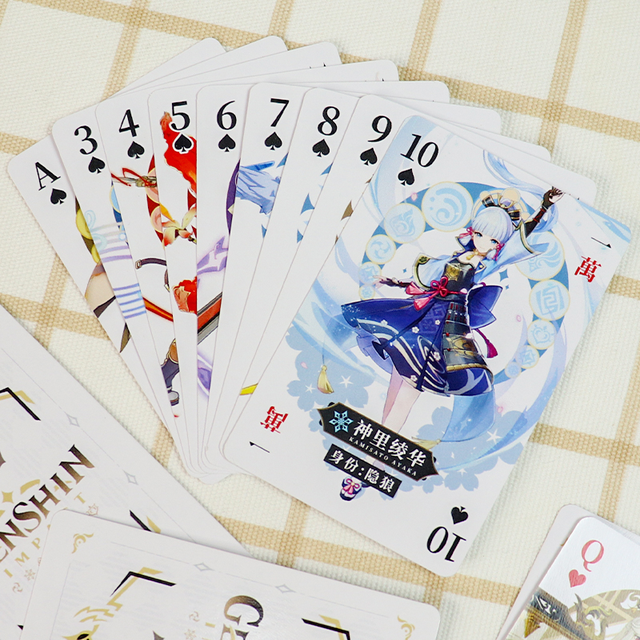 Zestaw 54 kart Anime Genshin Impact Klee i Kamisato Ayaka do pokera - zabawki, karty papierowe, gra planszowa - Wianko - 4
