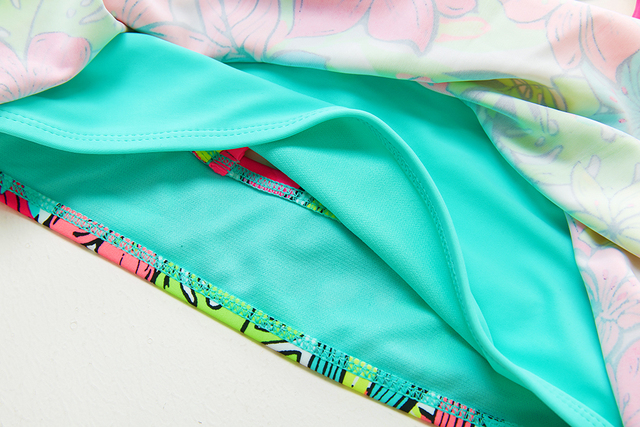Dwuczęściowy strój kąpielowy dla dziewcząt w wieku 4-18 lat - tropikalne kwiatowe bikini o wysokiej jakości - Wianko - 9