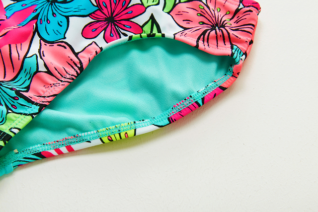 Dwuczęściowy strój kąpielowy dla dziewcząt w wieku 4-18 lat - tropikalne kwiatowe bikini o wysokiej jakości - Wianko - 13