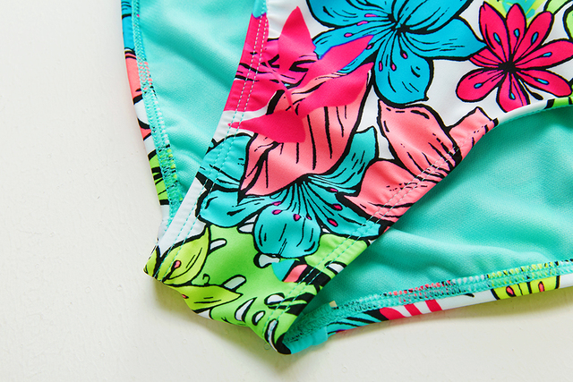 Dwuczęściowy strój kąpielowy dla dziewcząt w wieku 4-18 lat - tropikalne kwiatowe bikini o wysokiej jakości - Wianko - 11