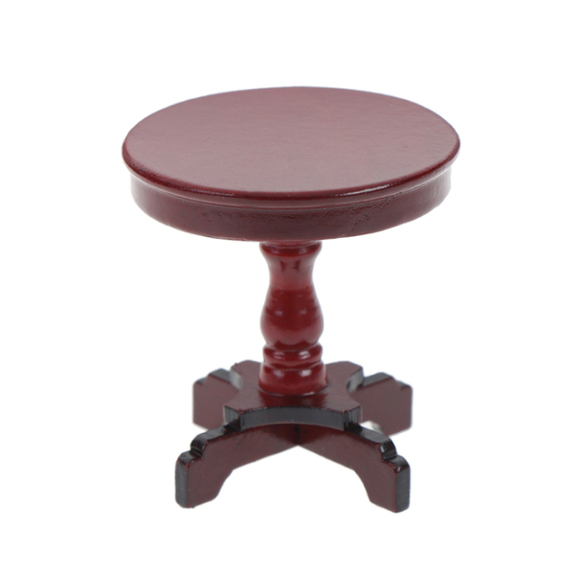 Miniaturka drewnianego okrągłego stolika biurka do ogrodu dla domek dla lalek, pokoju lub dekoracji - mebelka zabawkowa 1/12 do odgrywania ról dorosłych - Wianko - 11
