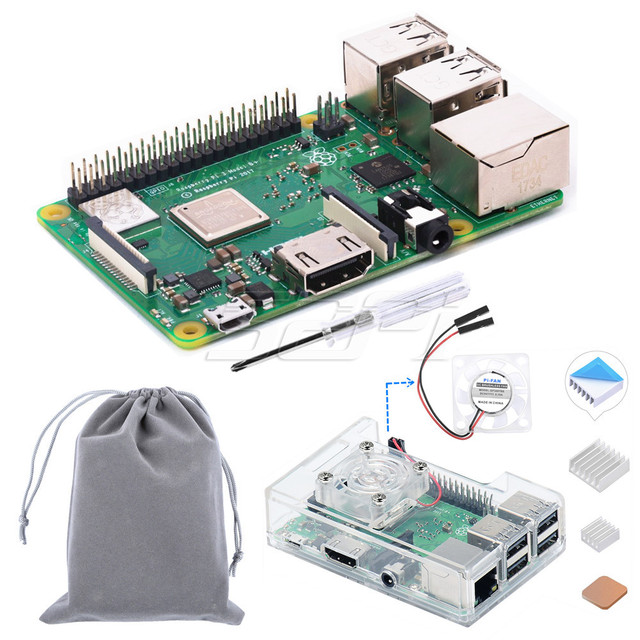 52Pi Raspberry Pi 3 Model B Plus - 1.4GHz 64-bitowy procesor, 1GB RAM, WiFi 2.4GHz, PoE - etui z ABS, wentylator, radiator - Wianko - 1