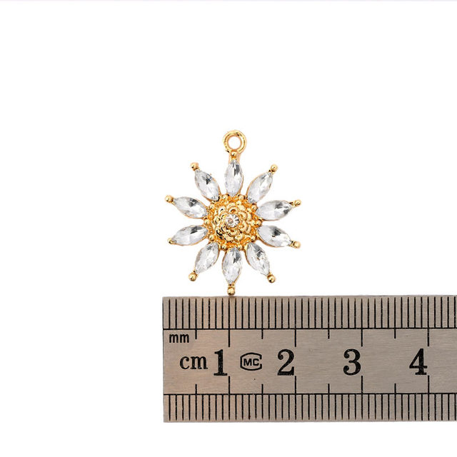 10 sztuk kryształowych ozdobnych charmsów w kształcie roślin, złoty wisiorek do biżuterii DIY - Wianko - 1