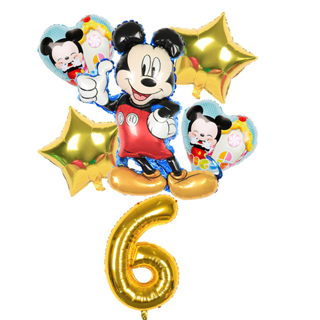 6 sztuk balonów Mickey Minnie Mouse - dekoracje na urodziny Mickey Mouse, baby shower, zabawki w kształcie cyfr dla dzieci - powietrzne globosy 32 cali - Wianko - 8