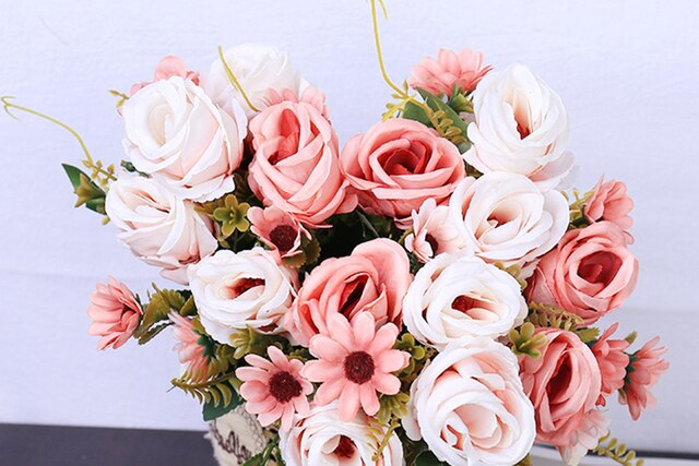 Sztuczny bukiet róż Retro: jedwabne kwiaty piwonia i hortensja - prezent na Walentynki, dekoracja domu i ogrodu - Wianko - 8