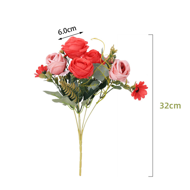 Sztuczny bukiet róż Retro: jedwabne kwiaty piwonia i hortensja - prezent na Walentynki, dekoracja domu i ogrodu - Wianko - 1