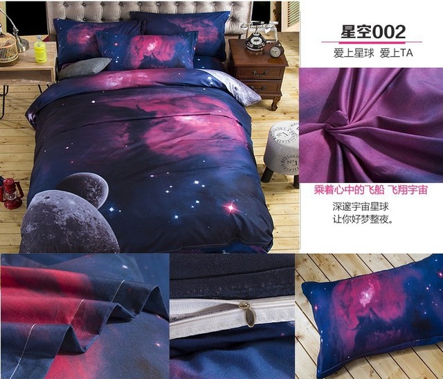 Zestaw pościeli 3D Galaxy - kołdra, okładka, poszewka na poduszkę - motyw kosmosu, wszechświata - rozmiar Queen Twin - 2/3/4 sztuki - Wianko - 11