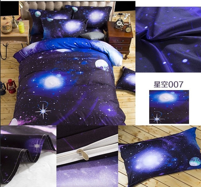 Zestaw pościeli 3D Galaxy - kołdra, okładka, poszewka na poduszkę - motyw kosmosu, wszechświata - rozmiar Queen Twin - 2/3/4 sztuki - Wianko - 16