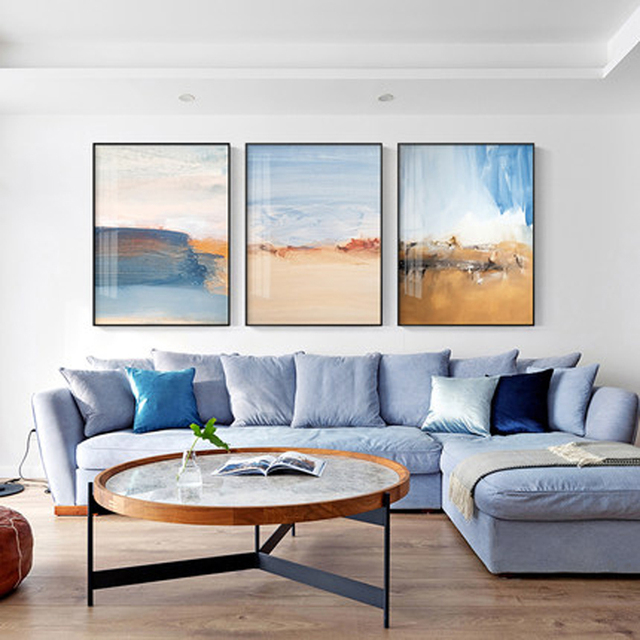 Obraz ścienny na płótnie - abstrakcyjny krajobraz w niebieskich tonacjach, idealny do salonu w stylu nordyckim - Wianko - 6