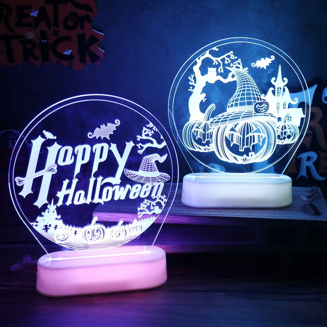 Halloweenowa 3D lampka nocna z przerażającym szkieletem dyni - dekoracja na imprezę Halloween - Wianko - 5