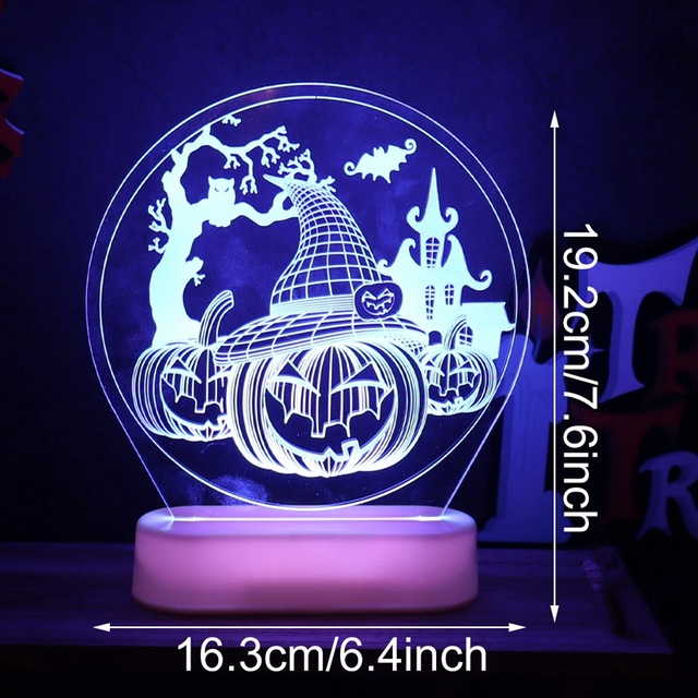 Halloweenowa 3D lampka nocna z przerażającym szkieletem dyni - dekoracja na imprezę Halloween - Wianko - 9