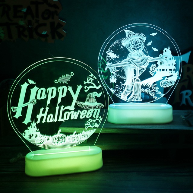 Halloweenowa 3D lampka nocna z przerażającym szkieletem dyni - dekoracja na imprezę Halloween - Wianko - 7