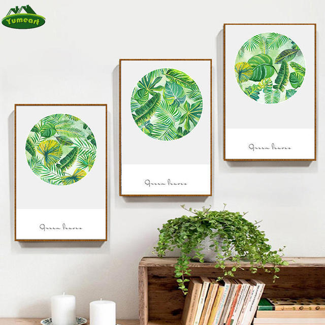 Obrazy dekoracyjne na płótnie z zielonymi roślinami - dłoń, banan, żółw - idealne do artystycznego ożywienia ścian w domu - Wianko - 5