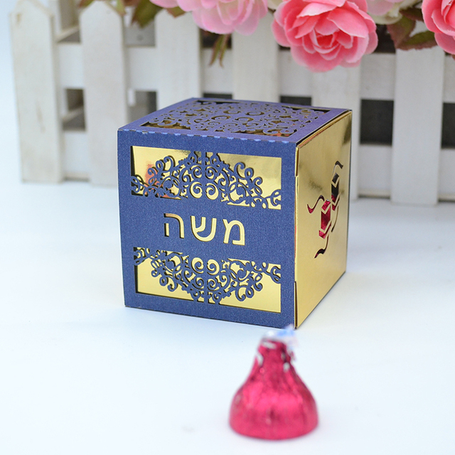 Niestandardowe żydowskie Tefillin - 100 sztuk w hebrajskim projekcie, laserowo wycinane, w kwadratowym pudełku na cukierki Mitzvah - Wianko - 12