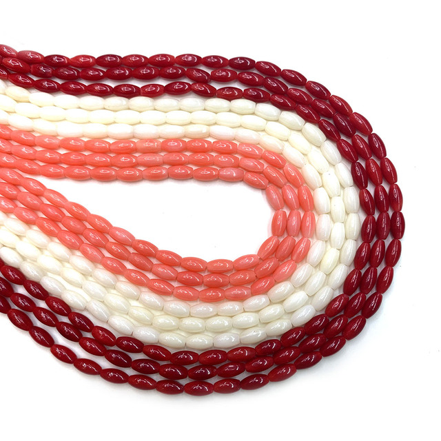 Czerwone koraliki ryżowe 2-8mm, naturalny kształt biżuterii, luzem, ręcznie wykonane, idealne do tworzenia naszyjnika i bransoletki DIY, długość 15 cali - Wianko - 4