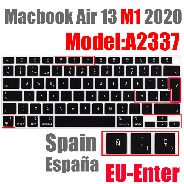 Pokrywa klawiatury silikonowa dla Macbook Air13 A2337 kolor hiszpański ue - Wianko - 13