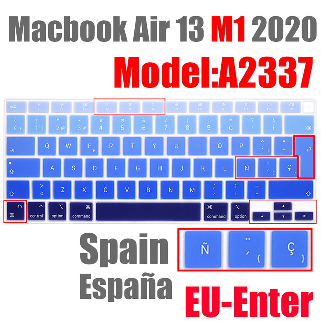 Pokrywa klawiatury silikonowa dla Macbook Air13 A2337 kolor hiszpański ue - Wianko - 18