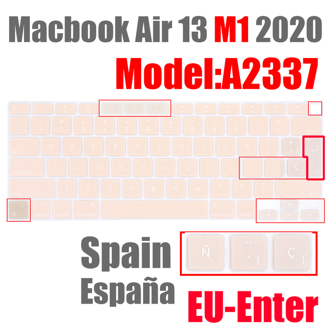 Pokrywa klawiatury silikonowa dla Macbook Air13 A2337 kolor hiszpański ue - Wianko - 14