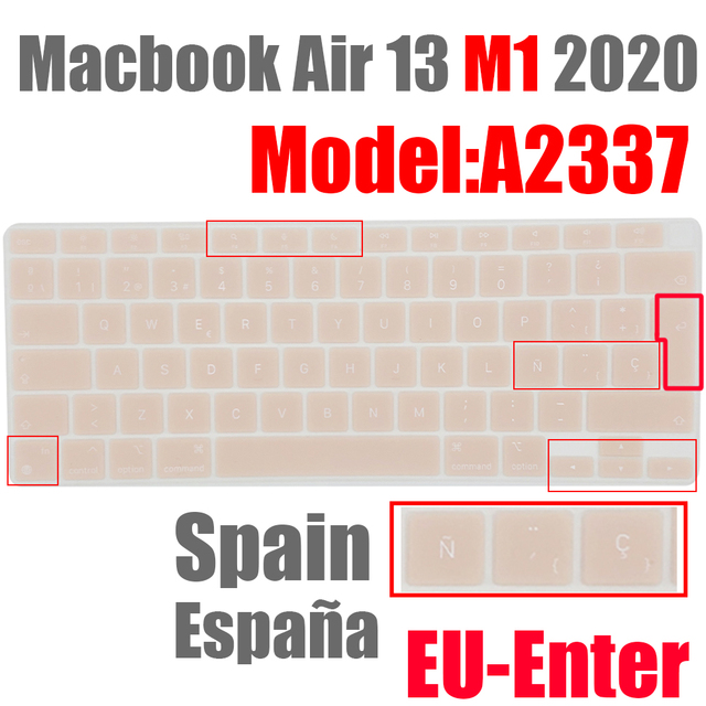 Pokrywa klawiatury silikonowa dla Macbook Air13 A2337 kolor hiszpański ue - Wianko - 16