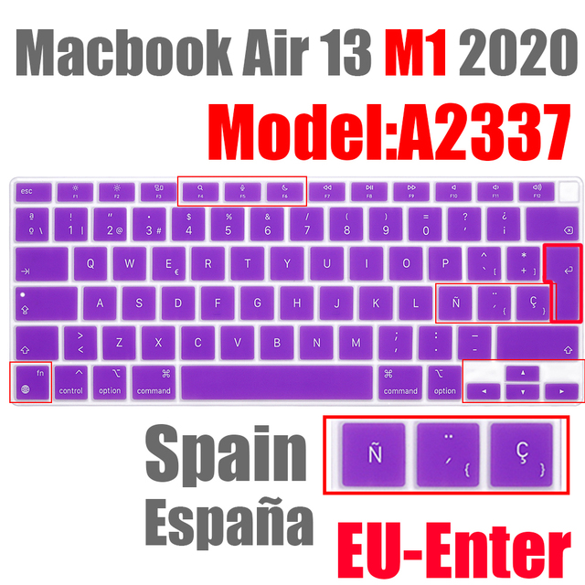 Pokrywa klawiatury silikonowa dla Macbook Air13 A2337 kolor hiszpański ue - Wianko - 15