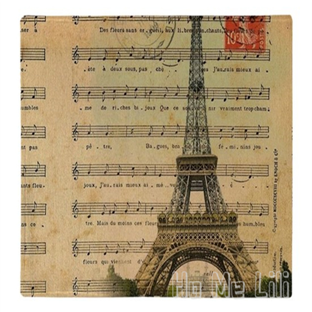 Flanelowy koc z wzorem wieży Eiffla, rowerem, kwiatami i motylkami w stylu vintage - Paryż (koce) - Wianko - 5