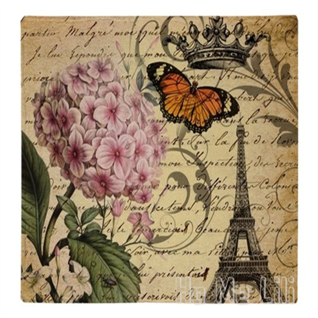 Flanelowy koc z wzorem wieży Eiffla, rowerem, kwiatami i motylkami w stylu vintage - Paryż (koce) - Wianko - 2