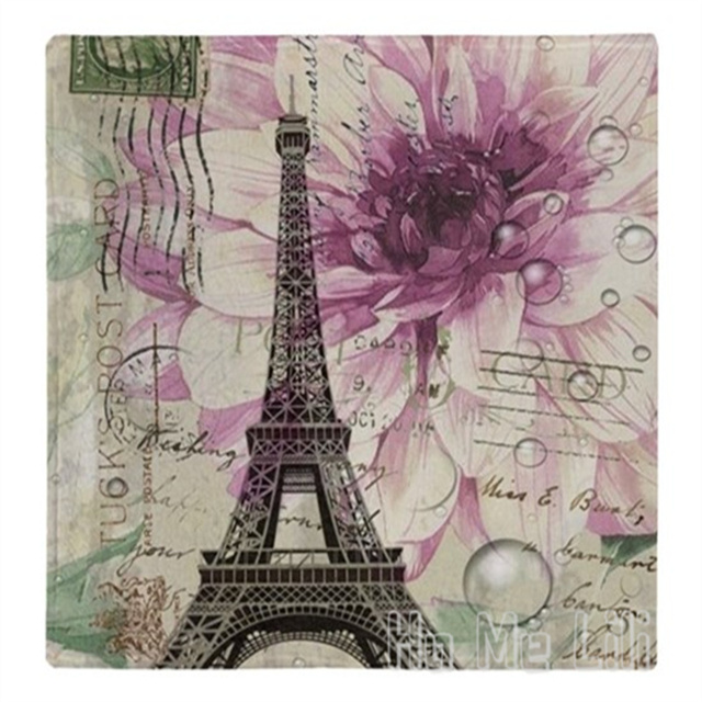 Flanelowy koc z wzorem wieży Eiffla, rowerem, kwiatami i motylkami w stylu vintage - Paryż (koce) - Wianko - 3