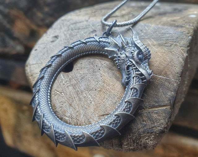 Srebrny naszyjnik Ouroboros w gotyckim stylu z wężem dla kobiet i mężczyzn - Wianko - 5