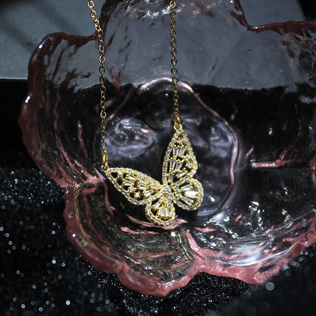 Luksusowy wisiorek z cyrkonem w kształcie motyla - biżuteria dla kobiet, łańcuszek 14K Knightly Choker - Wianko - 26