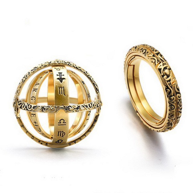 Vintage pierścienie astronomiczne kulkowe dla kobiet i mężczyzn - kreatywna biżuteria obrotowa do paleczka - Wianko - 5