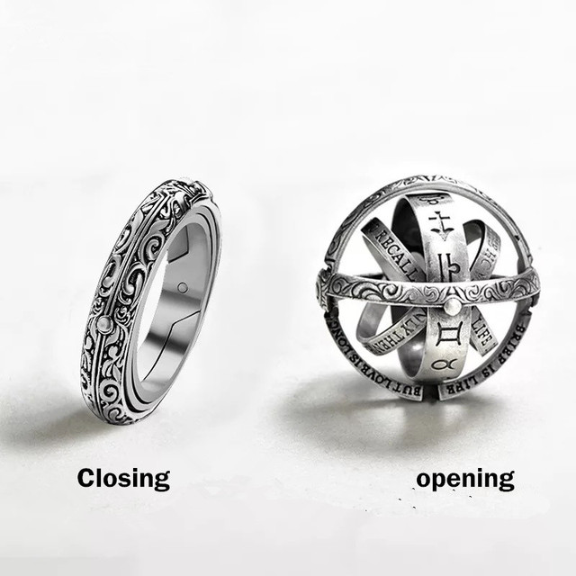 Vintage pierścienie astronomiczne kulkowe dla kobiet i mężczyzn - kreatywna biżuteria obrotowa do paleczka - Wianko - 6