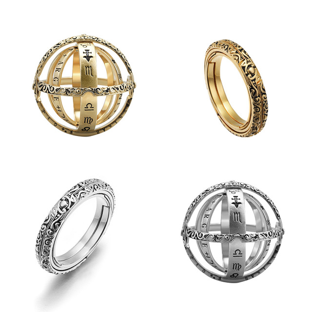 Vintage pierścienie astronomiczne kulkowe dla kobiet i mężczyzn - kreatywna biżuteria obrotowa do paleczka - Wianko - 4