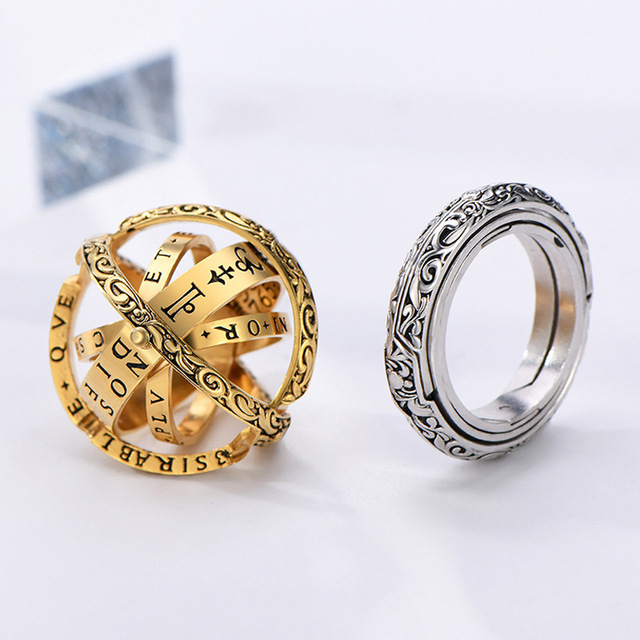 Vintage pierścienie astronomiczne kulkowe dla kobiet i mężczyzn - kreatywna biżuteria obrotowa do paleczka - Wianko - 2