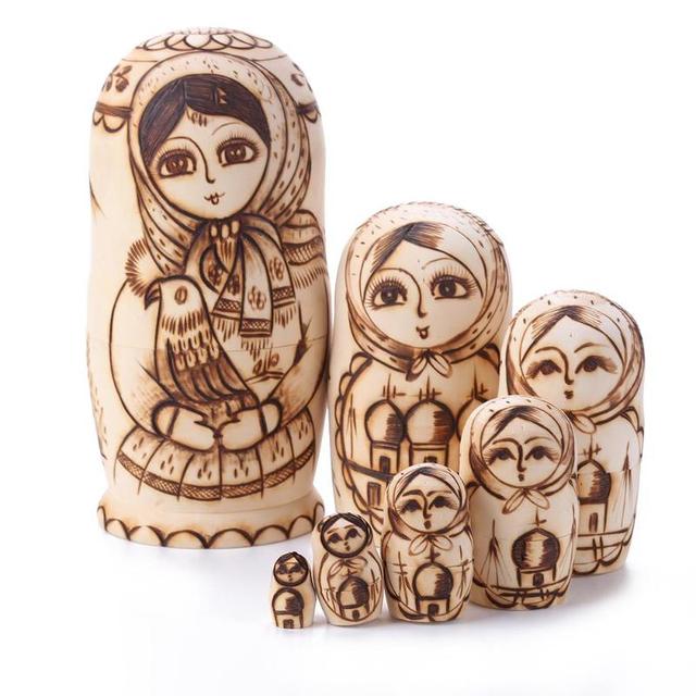 Matryoshka - rosyjskie lalki ozdobne do wystroju domu - 5/7/10 warstw drewna - dla dzieci - prezent urodzinowy - Wianko - 12