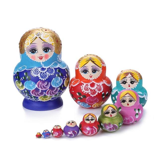 Matryoshka - rosyjskie lalki ozdobne do wystroju domu - 5/7/10 warstw drewna - dla dzieci - prezent urodzinowy - Wianko - 4